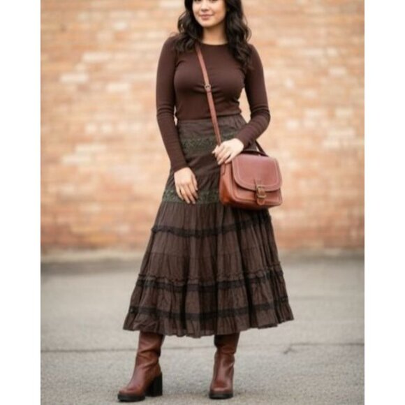Issue Dresses & Skirts - NWT Issue Ruffle Swing Gypsy Whimsy Goth Boho Skirt Beads and Lace Embellished S